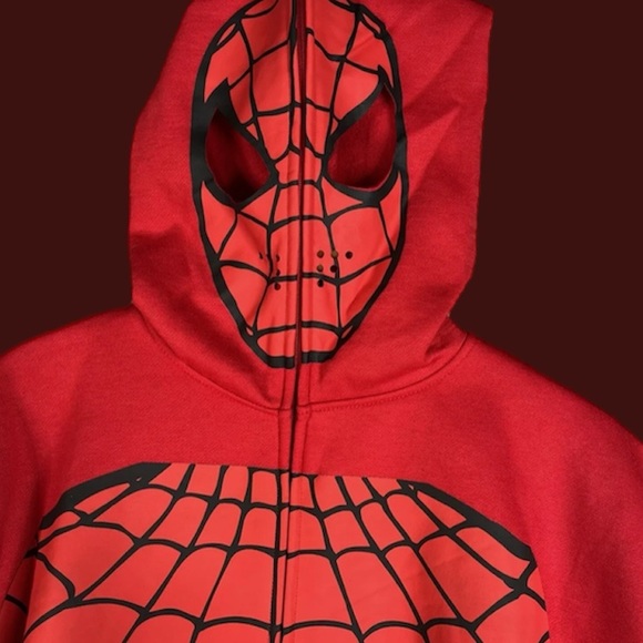 Mens Marvel Spiderman Full Zip Full Mask Costume Hoodie - Size L - Picture 1 of 7